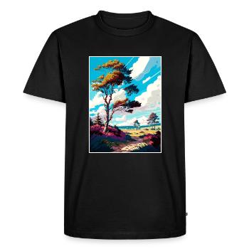 Ashdown Forest Travel Poster Postcard Painting - Men's Premium Organic T-Shirt - black - Front - Nico (187cm)