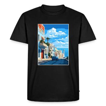 Tanger Maroc Affiche de voyage Peinture Souvenir WPA - T-shirt Premium bio Homme - noir - Devant - Nico (187cm)
