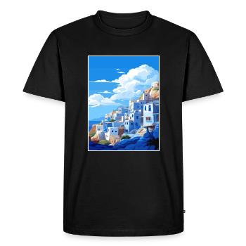 Chefchaouen Maroc Affiche de voyage vintage souvenir - T-shirt Premium bio Homme - noir - Devant - Nico (187cm)