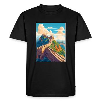 Grand De La Chine Voyage Affiche Souvenir Peinture WPA - T-shirt Premium bio Homme - noir - Devant - Nico (187cm)