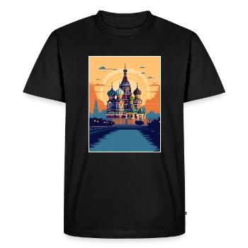 Moscou Russie Voyage Affiche Souvenir Peinture WPA - T-shirt Premium bio Homme - noir - Devant - Nico (187cm)