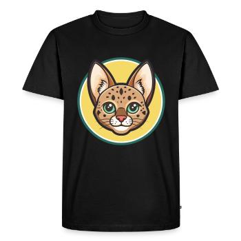 Savannah Cat Breed Cartoon Kawaii Animal Pet - Men's Premium Organic T-Shirt - black - Front - Nico (187cm)