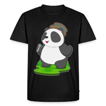 Panda Singer Microphone Singing - Men's Premium Organic T-Shirt - black - Front - Nico (187cm)