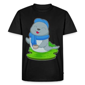 Seal Coffee Mug - Men's Premium Organic T-Shirt - black - Front - Nico (187cm)