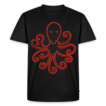 Strange red octopus - Men's Premium Organic T-Shirt - black - Front - Nico (187cm)
