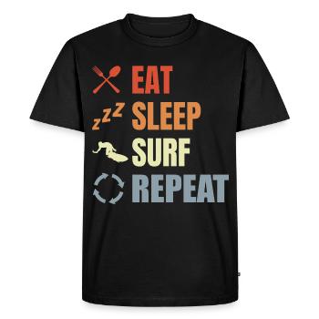 Manger Dormir Surfer Répéter - T-shirt Premium bio Homme - noir - Devant - Nico (187cm)