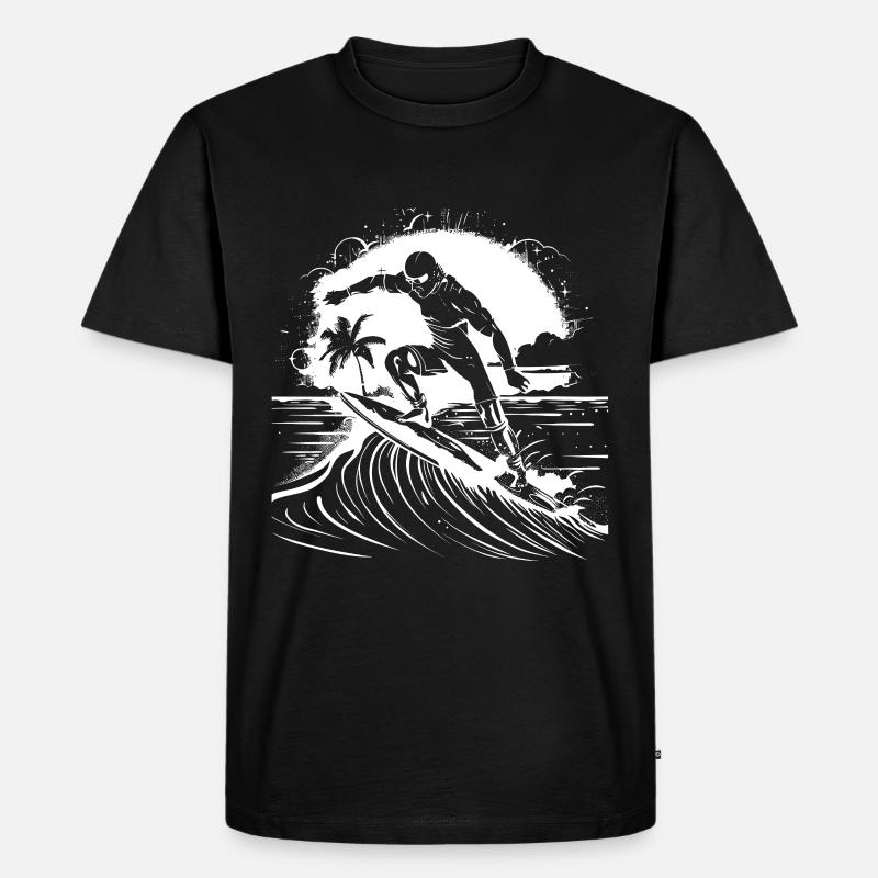 Surfer Grafik - Männer Premium Bio T-Shirt - Schwarz
