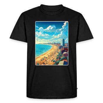 Mar Del Plata Travel Poster Souvenir Painting WPA - Men's Premium Organic T-Shirt - black - Front - Nico (187cm)