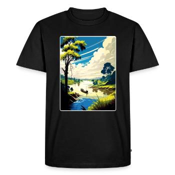 Fleuve Mékong Vietnam Voyage Affiche Souvenir WPA - T-shirt Premium bio Homme - noir - Devant - Nico (187cm)