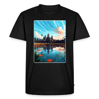 Angkor Wat Cambodia Vintage Travel Poster Souvenir - Men's Premium Organic T-Shirt - black - Front - Nico (187cm)