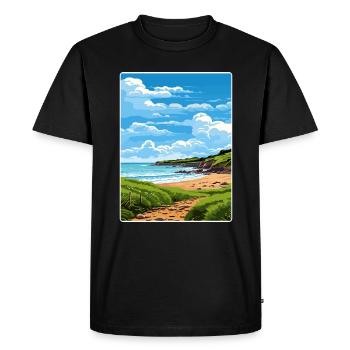 Cornouailles Aonb Voyage Affiche Peinture Souvenir WPA - T-shirt Premium bio Homme - noir - Devant - Nico (187cm)