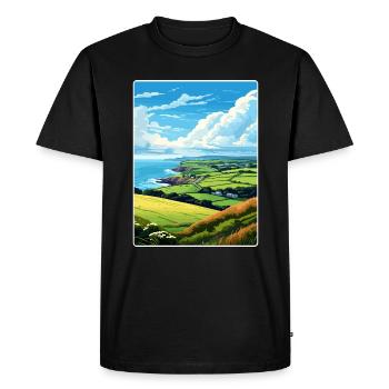 Cornouailles Aonb Voyage Affiche Peinture Souvenir WPA - T-shirt Premium bio Homme - noir - Devant - Nico (187cm)