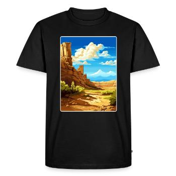 Affiche de voyage du parc national de Mesa Verde Colorado - T-shirt Premium bio Homme - noir - Devant - Nico (187cm)