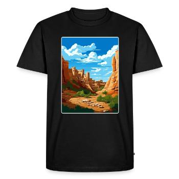 Affiche de voyage du parc national de Mesa Verde Colorado - T-shirt Premium bio Homme - noir - Devant - Nico (187cm)