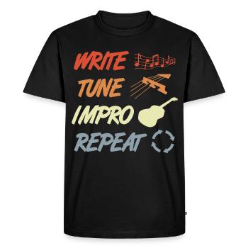 Funny Guitarist Routine - Men's Premium Organic T-Shirt - black - Front - Nico (187cm)