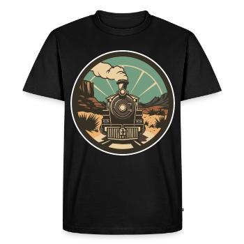 Railway Illustration - Men's Premium Organic T-Shirt - black - Front - Nico (187cm)