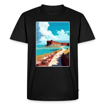 Affiche de voyage souvenir du parc national de Tortugas sèche - T-shirt Premium bio Homme - noir - Devant - Nico (187cm)