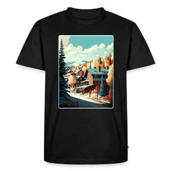 Parc Ski Ski Voyage Affiche Peinture Souvenir WPA - T-shirt Premium bio Homme - noir - Devant - Nico (187cm)