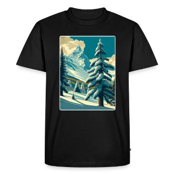 Zermatt Ski Ski Affiche de voyage Peinture souvenir WP - T-shirt Premium bio Homme - noir - Devant - Nico (187cm)