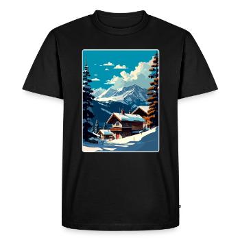 Verbier Ski Ski Voyage Affiche Peinture Souvenir WP - T-shirt Premium bio Homme - noir - Devant - Nico (187cm)