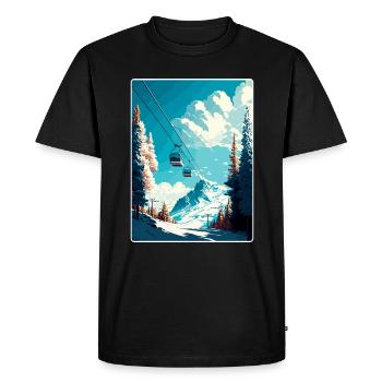 Tignes Ski Ski Voyage Affiche Peinture Souvenir WPA - T-shirt Premium bio Homme - noir - Devant - Nico (187cm)