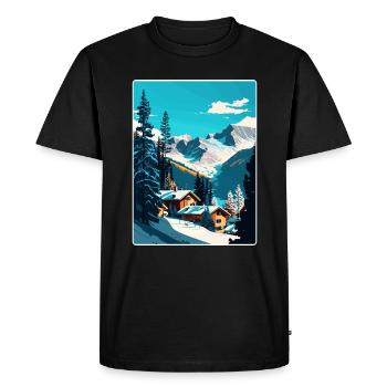 Les Arcs Ski Ski Vintage Voyage Poster Souvenir - T-shirt Premium bio Homme - noir - Devant - Nico (187cm)