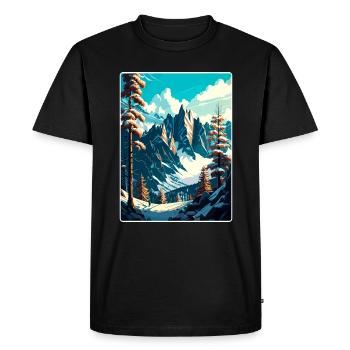 Chamonix Ski Ski Affiche de voyage vintage Souvenir - T-shirt Premium bio Homme - noir - Devant - Nico (187cm)
