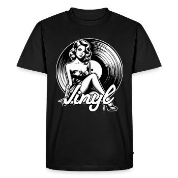 Disque vinyle musique femme cadeau - T-shirt Premium bio Homme - noir - Devant - Nico (187cm)