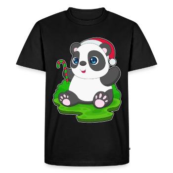 Panda Canne de Noël - T-shirt Premium bio Homme - noir - Devant - Nico (187cm)