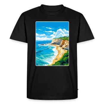 Sicily Italy Travel Poster Souvenir Postcard Paint - Men's Premium Organic T-Shirt - black - Front - Nico (187cm)