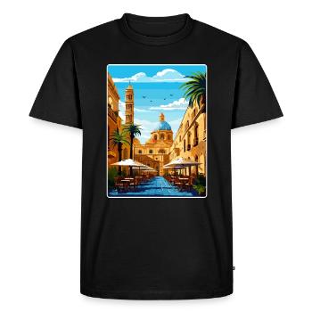 Palermo Sicily Town Italy Travel Poster Souvenir - Men's Premium Organic T-Shirt - black - Front - Nico (187cm)