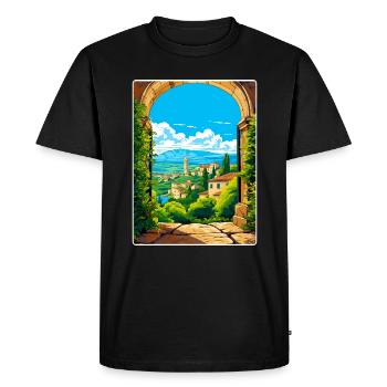 Perugia Italy Travel Poster Souvenir Painting WPA - Men's Premium Organic T-Shirt - black - Front - Nico (187cm)