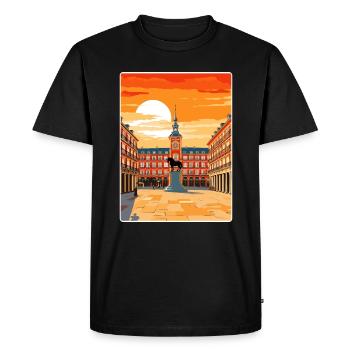 Madrid Spain Travel Poster Souvenir Postcard Paint - Men's Premium Organic T-Shirt - black - Front - Nico (187cm)