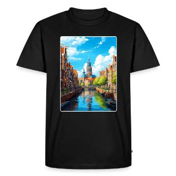 Amsterdam Netherlands Travel Poster Souvenir WPA - Men's Premium Organic T-Shirt - black - Front - Nico (187cm)