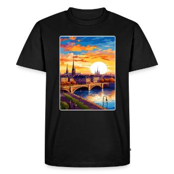 Bordeaux France Affiche de voyage Peinture Souvenir WPA - T-shirt Premium bio Homme - noir - Devant - Nico (187cm)