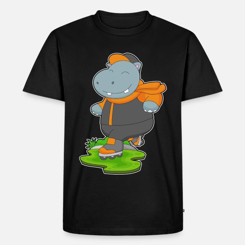 Nilpferd Inline skating Inline skates - Männer Premium Bio T-Shirt - Schwarz