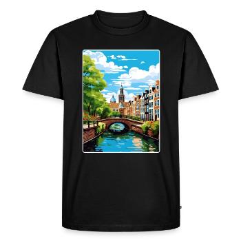 Amsterdam Netherlands Travel Poster Souvenir WPA - Men's Premium Organic T-Shirt - black - Front - Nico (187cm)