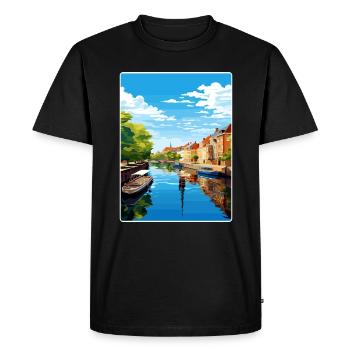 Aarhus Danemark Affiche de voyage Peinture souvenir WPA - T-shirt Premium bio Homme - noir - Devant - Nico (187cm)
