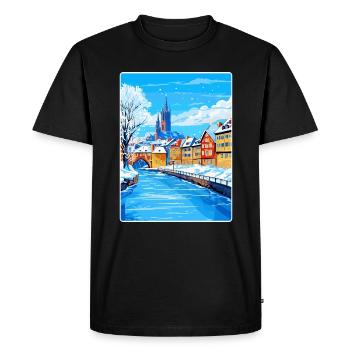 Strasbourg France Affiche de voyage Peinture Souvenir WPA - T-shirt Premium bio Homme - noir - Devant - Nico (187cm)