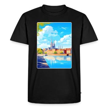 Nantes France Affiche de voyage Peinture Souvenir WPA - T-shirt Premium bio Homme - noir - Devant - Nico (187cm)