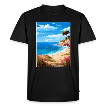Halkidiki Greece Travel Poster Souvenir Paint WPA - Men's Premium Organic T-Shirt - black - Front - Nico (187cm)
