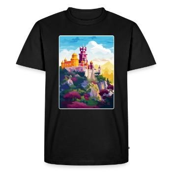 Sintra Portugal Affiche de voyage Peinture Souvenir WPA - T-shirt Premium bio Homme - noir - Devant - Nico (187cm)