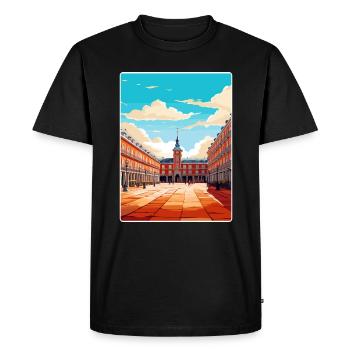 Madrid Spain Travel Poster Souvenir Postcard Paint - Men's Premium Organic T-Shirt - black - Front - Nico (187cm)