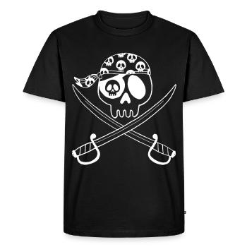 Pirate Skull (White) - Men's Premium Organic T-Shirt - black - Front - Nico (187cm)