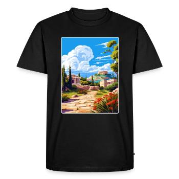 Grèce Voyage Affiche Souvenir Peinture WPA - T-shirt Premium bio Homme - noir - Devant - Nico (187cm)