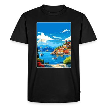 Parga Grèce Affiche de voyage Souvenir Carte Postale Peinture - T-shirt Premium bio Homme - noir - Devant - Nico (187cm)