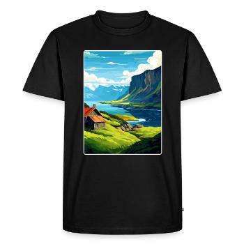 Les Fjords Norvège Montagnes norvégiennes Scandinaves - T-shirt Premium bio Homme - noir - Devant - Nico (187cm)
