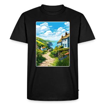 Cadgwith Cornouailles Angleterre Affiche de voyage souvenir - T-shirt Premium bio Homme - noir - Devant - Nico (187cm)