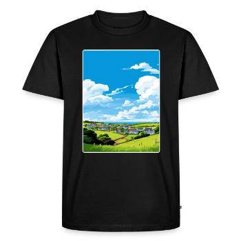 Crantock, Cornouailles, Angleterre, Affiche de voyage, Souvenir - T-shirt Premium bio Homme - noir - Devant - Nico (187cm)