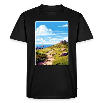 Lands End Cornouailles Angleterre Affiche de voyage souvenir - T-shirt Premium bio Homme - noir - Devant - Nico (187cm)